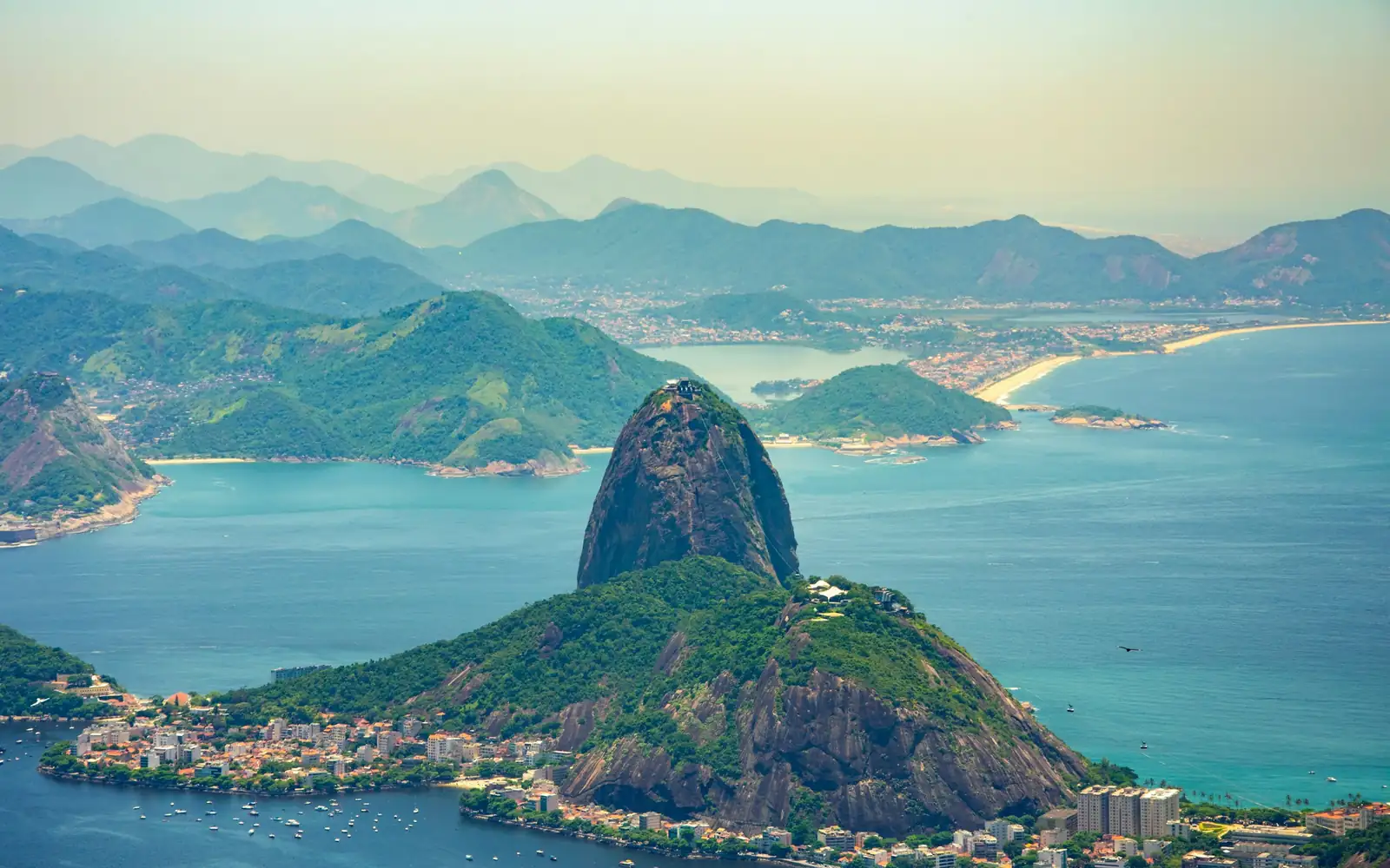 Sugarloaf Mountain and the bay at golden hour